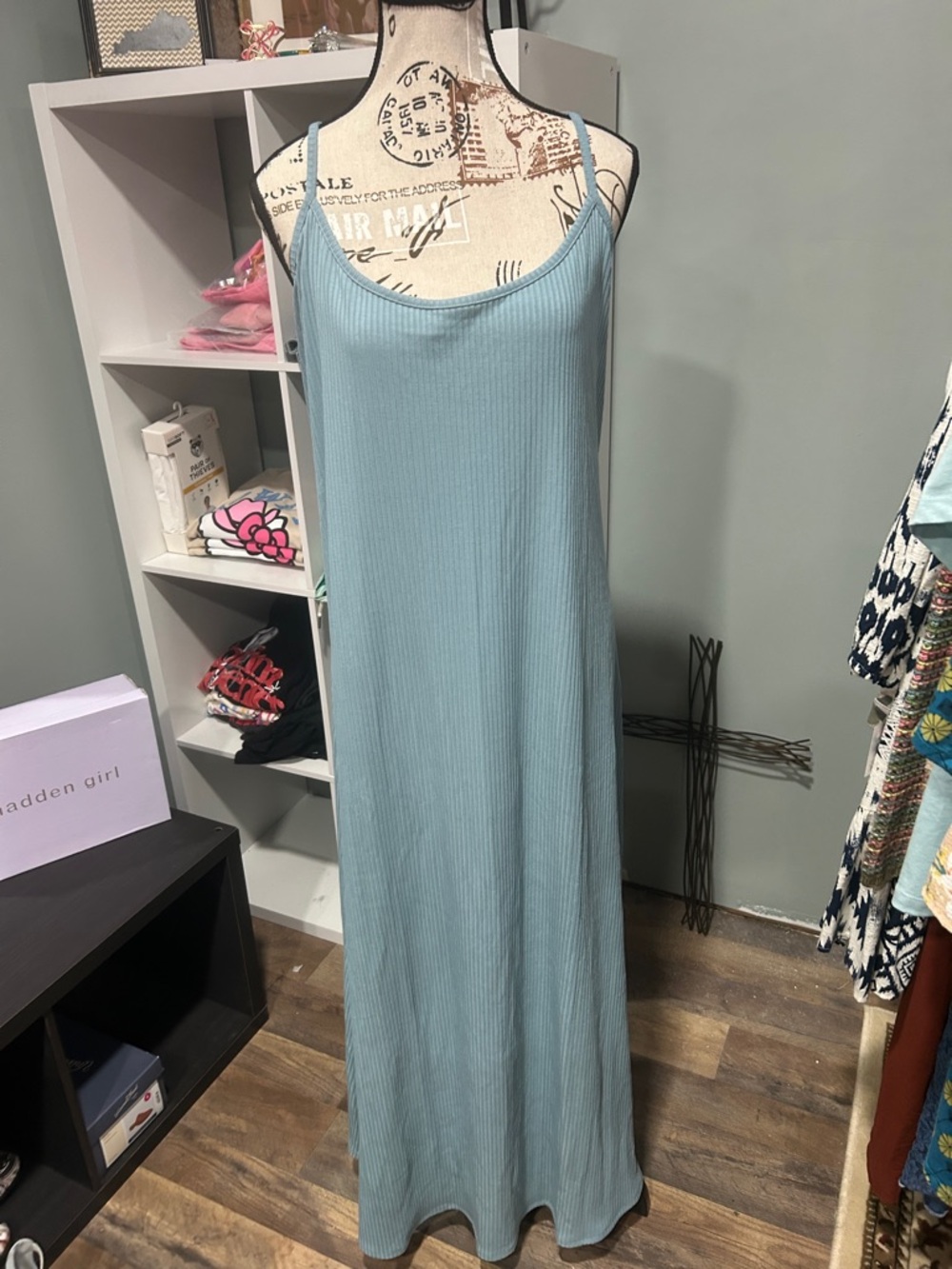 a new day Light Blue Ribbed Slip Maxi Dress